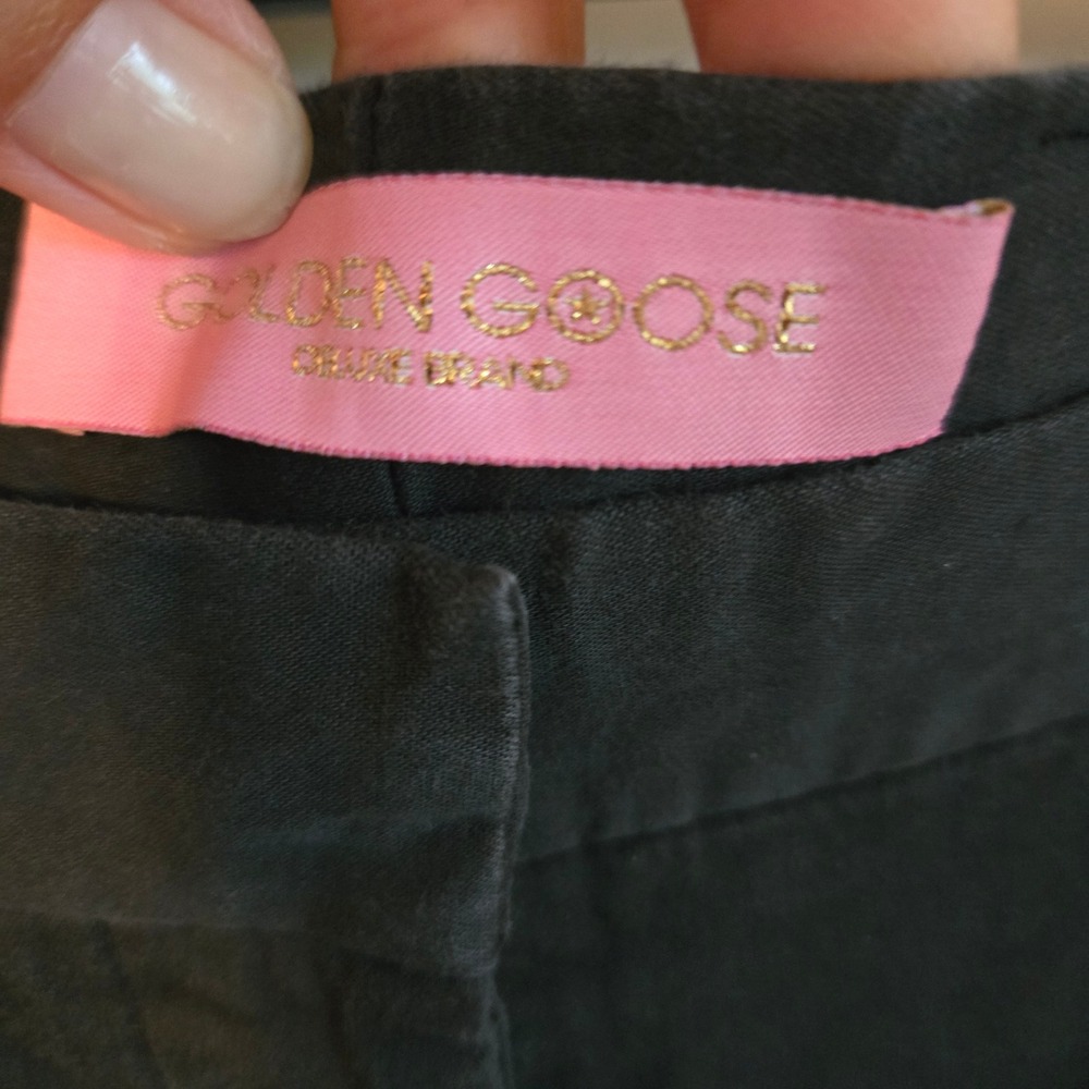 Golden Goose Black Straight Leg Chino Pants Raw Hem Frayed Trim - Picture 4 of 15